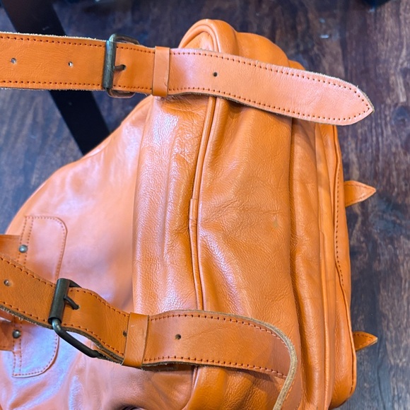 Men's Orange Leather Backpack - Sleek Everyday Carry - Picture 9 of 14